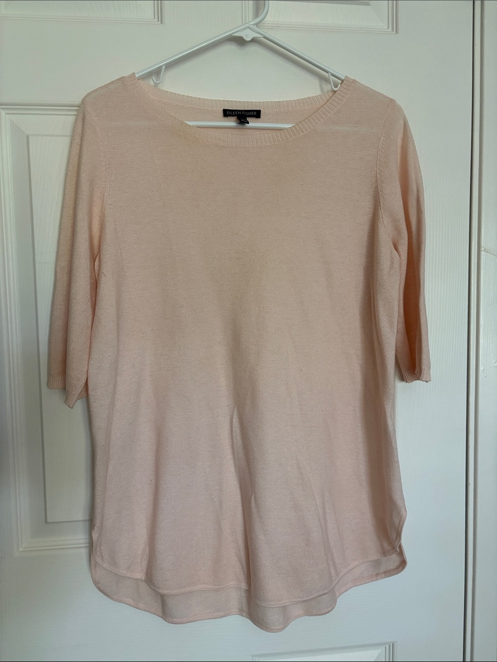 Eileen Fisher Pale Blush Boatneck Knit Top